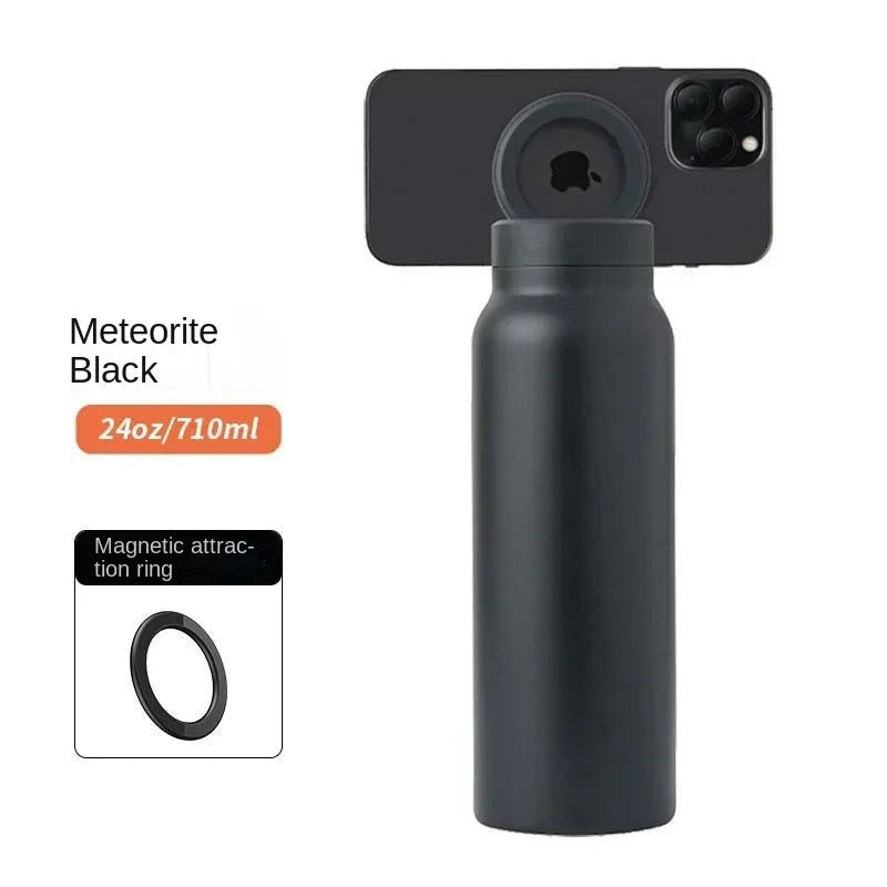Insulated Sports Water Bottle With Magnetic Phone Holder Mount Stand