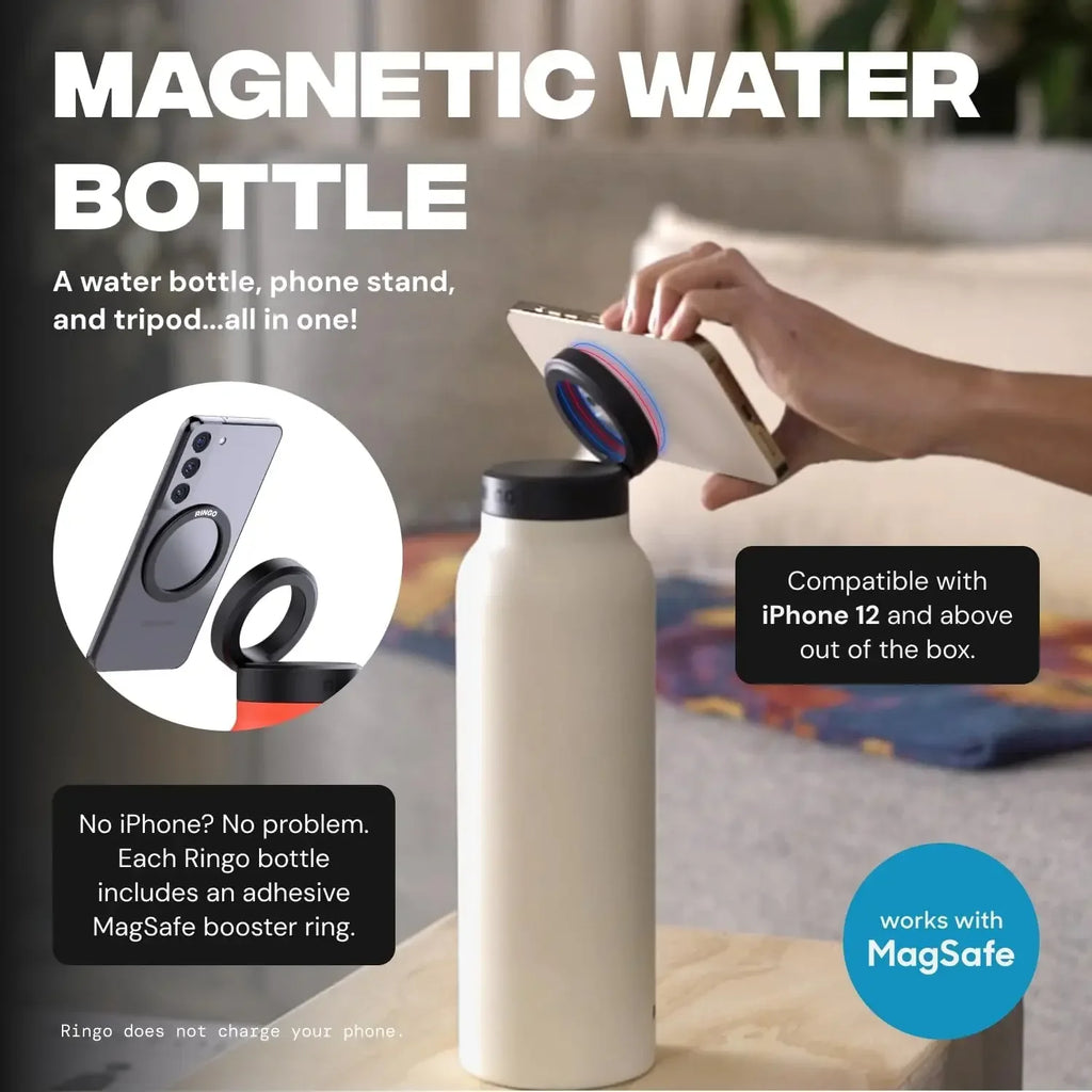 Insulated Sports Water Bottle With Magnetic Phone Holder Mount Stand