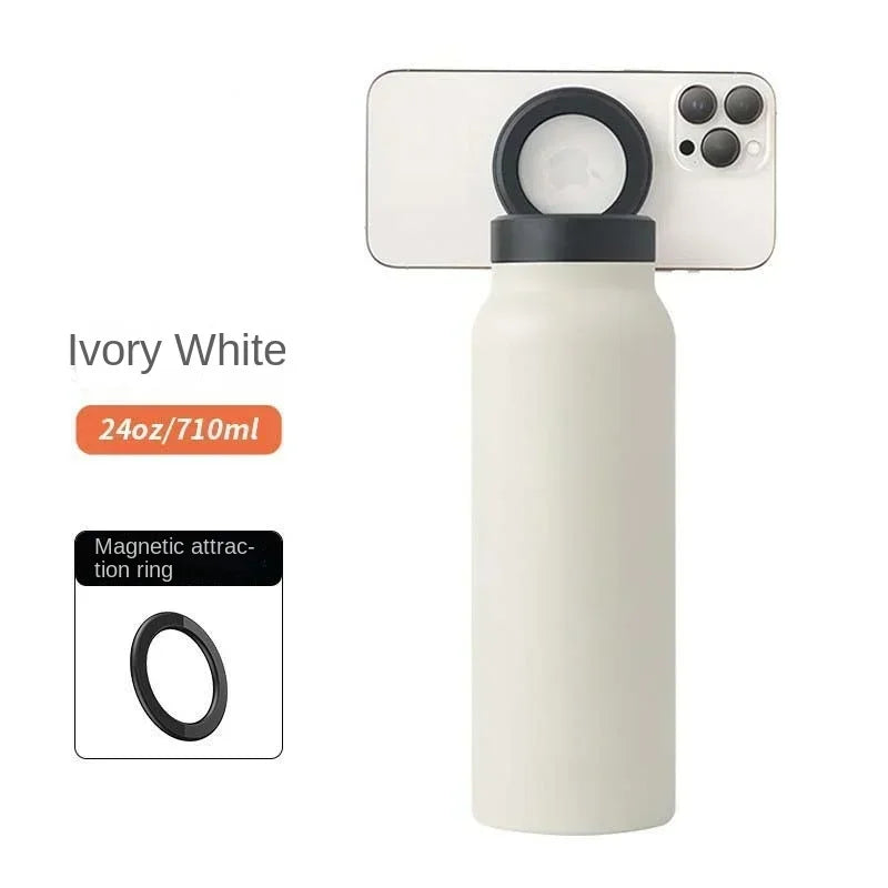 Insulated Sports Water Bottle With Magnetic Phone Holder Mount Stand